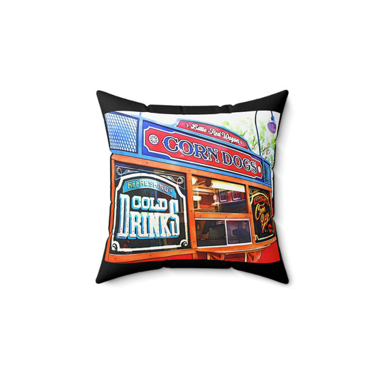 Spun Polyester Square Pillow Disneyland ~Little Red Wagon~ Corn Dog~ Food