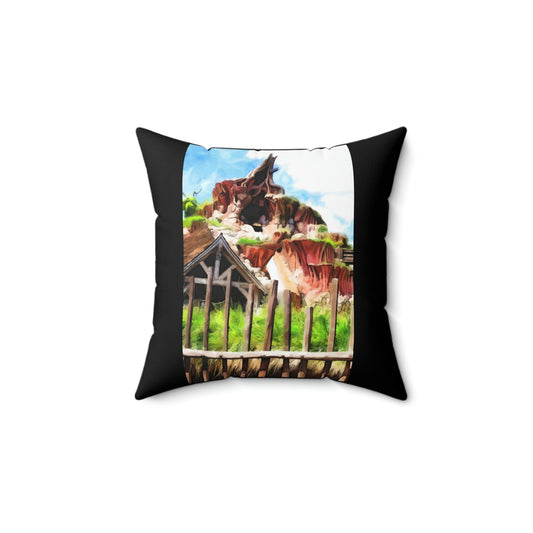 Spun Polyester Square Pillow Disneyland ~Splash Mountain~  log Ride
