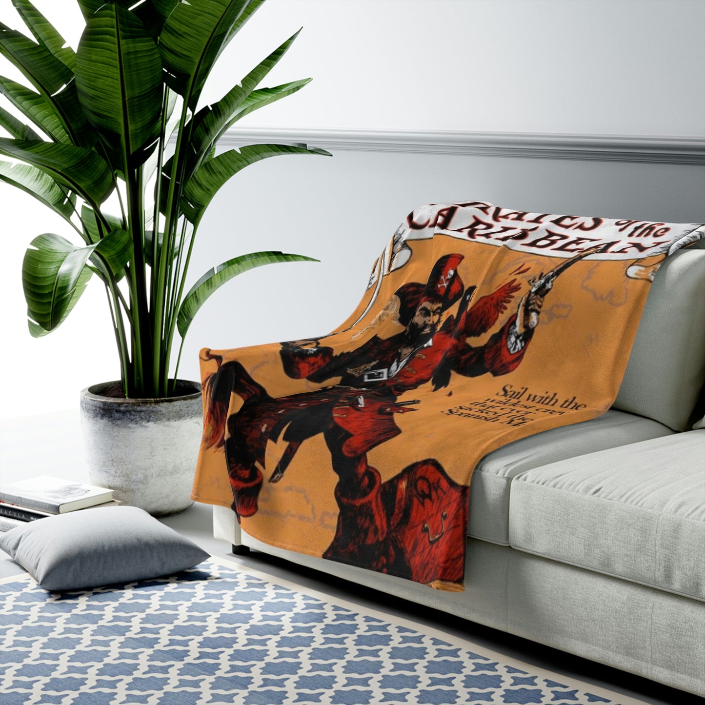 Velveteen Plush Blanket Disneyland ~ Pirate of the Caribbean Vintage Poster