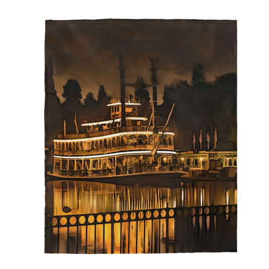 Velveteen Plush Blanket Disneyland ~ Mark Twain River Boat