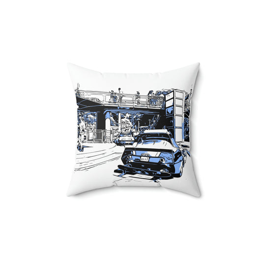 Spun Polyester Square Pillow Disneyland ~Autopia~ Ride