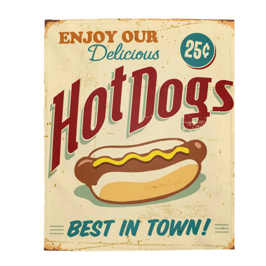 Velveteen Plush Blanket Vintage tin sign - Hot Dogs