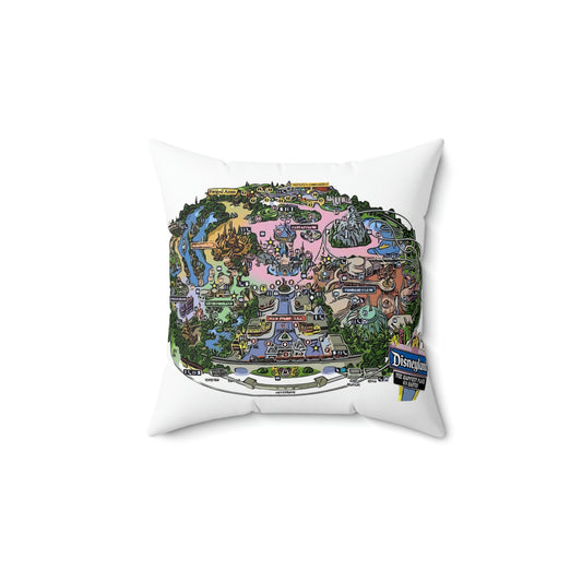 Spun Polyester Square Pillow Disneyland ~Park Map ~