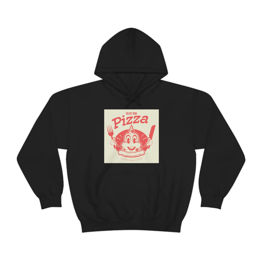 Unisex Heavy Blend™ Hooded Sweatshirt funny pizza logo in retro style