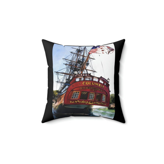Spun Polyester Square Pillow Disneyland ~Sailing Ship Colombia~ Ride