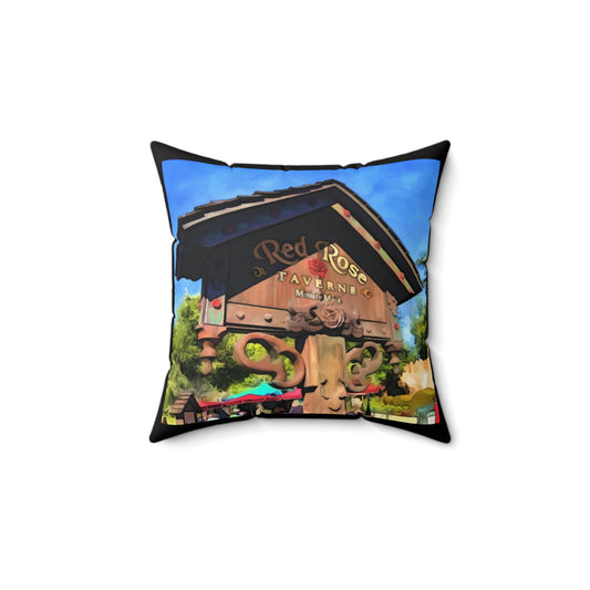 Spun Polyester Square Pillow Disneyland ~Red Rose Tavern~ Restaurant