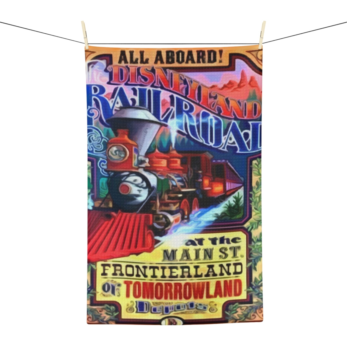 Soft Tea Towel Disneyland ~ Rail Road ~ Train Ride ~ Poster