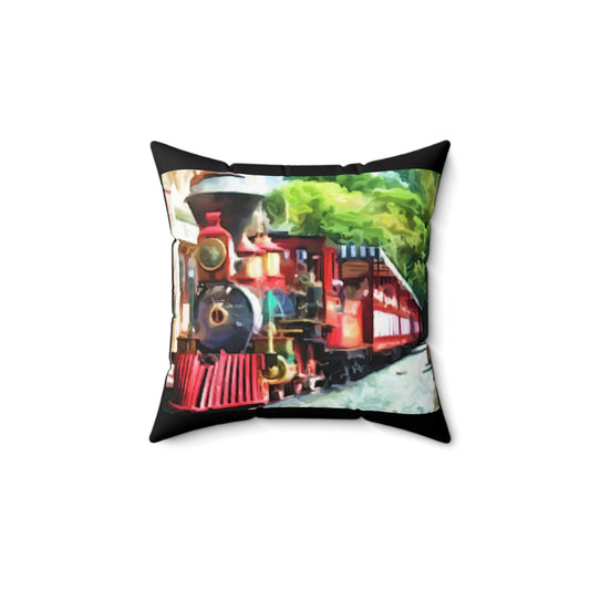 Spun Polyester Square Pillow Disneyland ~Rail Road~ Train Ride