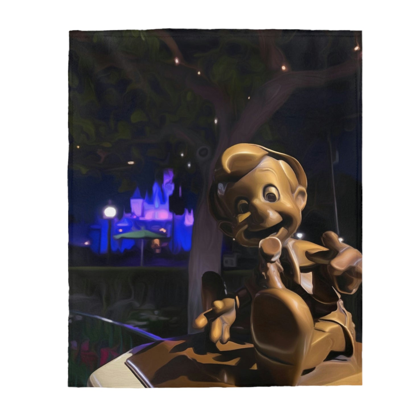 Velveteen Plush Blanket Disneyland ~ Pinocchio Statue