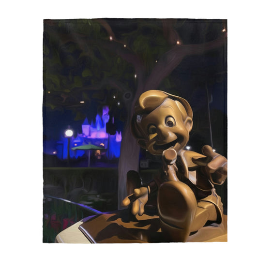 Velveteen Plush Blanket Disneyland ~ Pinocchio Statue