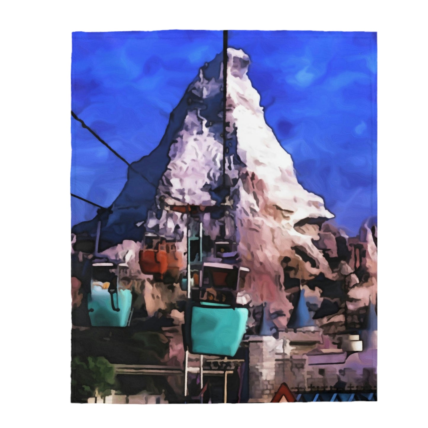 Velveteen Plush Blanket Disneyland Resort~ Sky Buckets Ride Retro