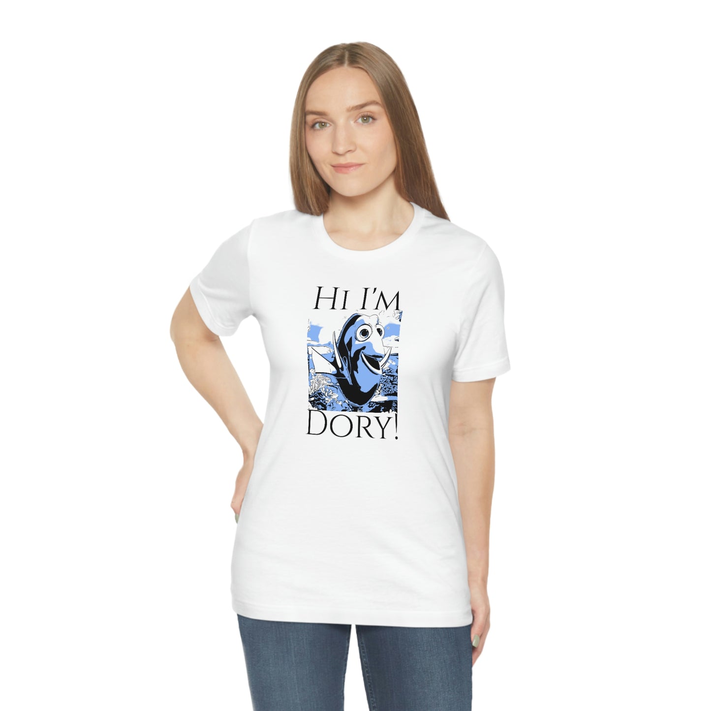 Unisex Jersey Short Sleeve Tee Finding Nemo - Hi i'm dory!