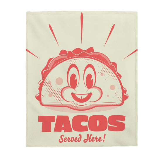 Velveteen Plush Blanket funny walking cartoon Taco in retro