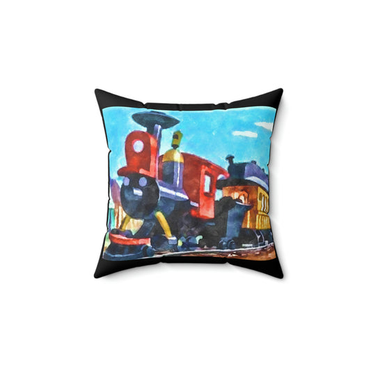 Spun Polyester Square Pillow Disneyland ~Casey Jr Circus Train~
