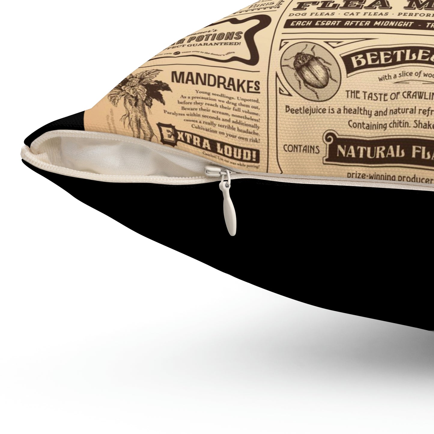 Spun Polyester Square Pillow Halloween newspaper with magical classifieds