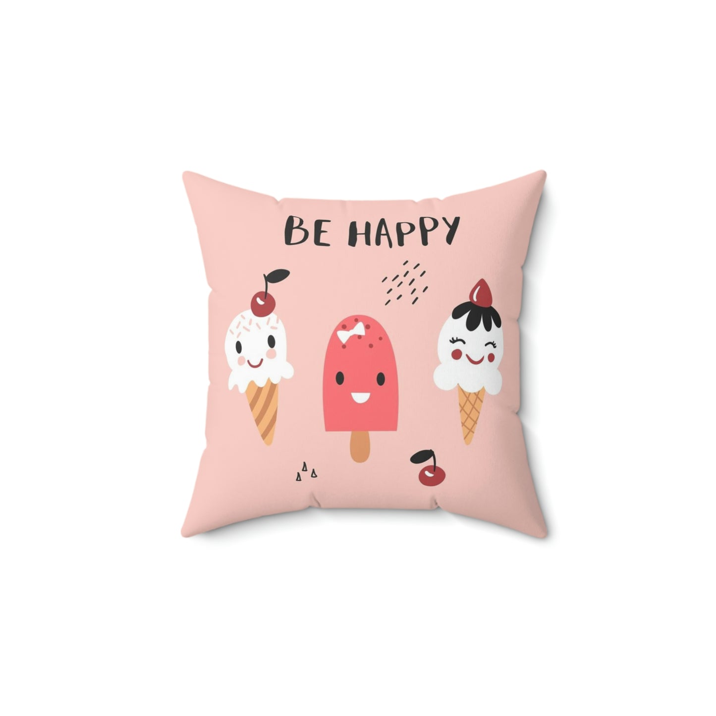 Spun Polyester Square Pillow Cute kids pattern with ice creams