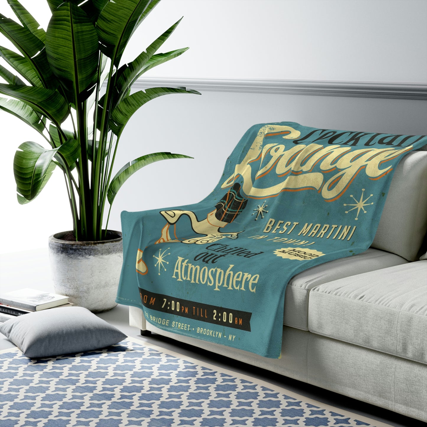 Velveteen Plush Blanket Vintage metal sign - Cocktail Lounge