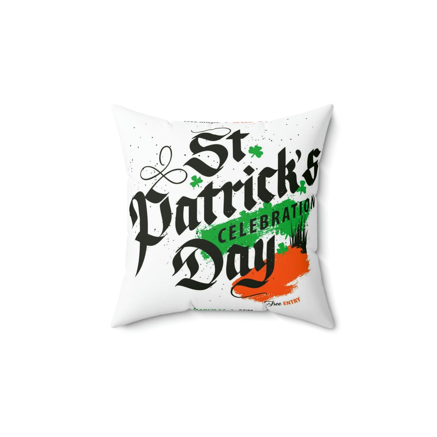 Spun Polyester Square Pillow St. Patrick's Day celebration poster