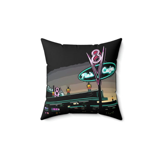 Spun Polyester Square Pillow Disneyland ~Flo's V8~ Restaurant