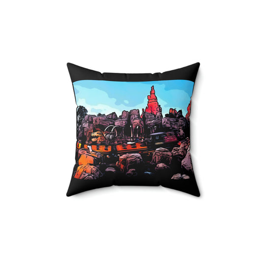 Spun Polyester Square Pillow Disneyland ~Big Thunder Mountain~ Ride