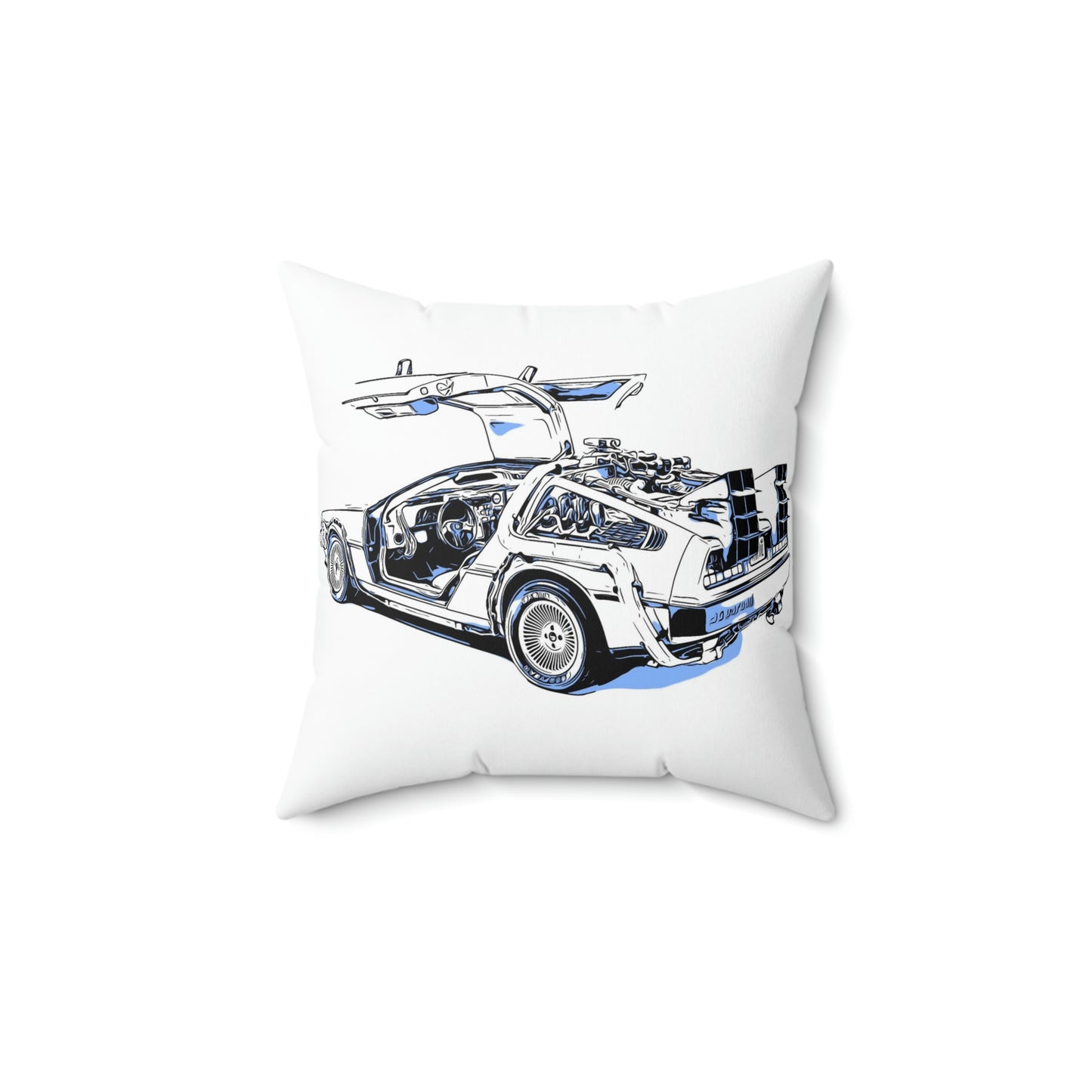 Spun Polyester Square Pillow Back To The Future ~ Delorean