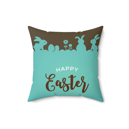 Spun Polyester Square Pillow Easter design with cute bunny