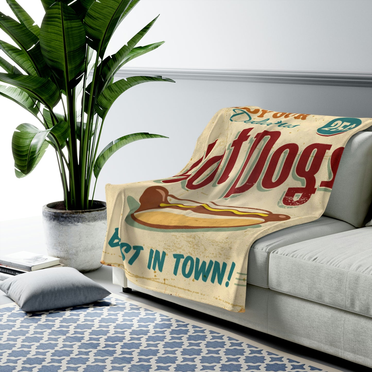 Velveteen Plush Blanket Vintage tin sign - Hot Dogs