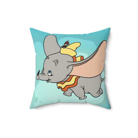 Spun Polyester Square Pillow Disney Dumbo Flying