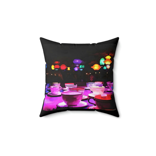 Spun Polyester Square Pillow Disneyland ~Mad Hatter Tea Party~