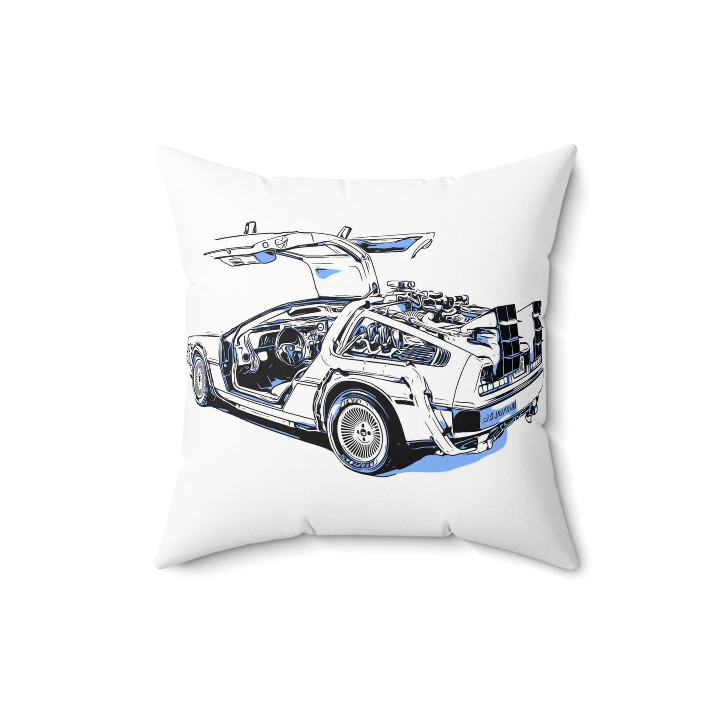 Spun Polyester Square Pillow Back To The Future ~ Delorean
