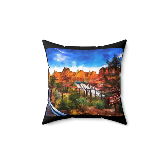 Spun Polyester Square Pillow Disneyland ~Radiator Springs Racers~ Ride