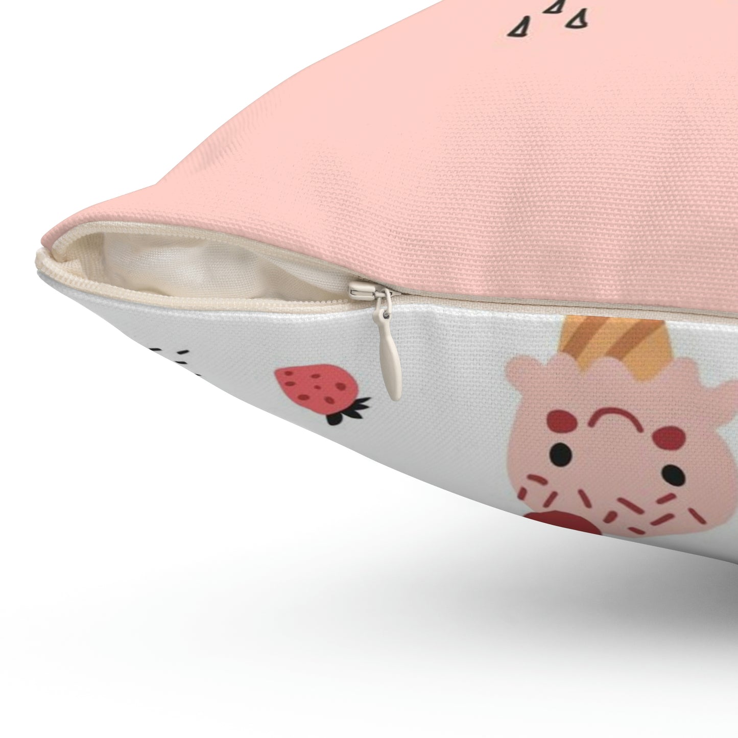 Spun Polyester Square Pillow Cute kids pattern with ice creams