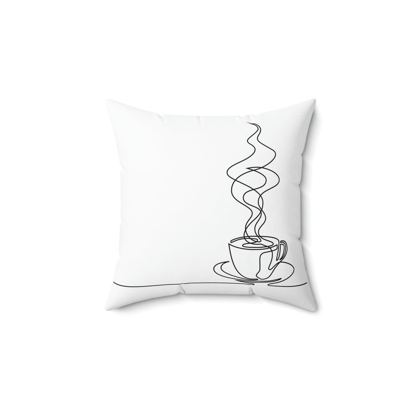 Spun Polyester Square Pillow Continuous line drawing of cup of coffee