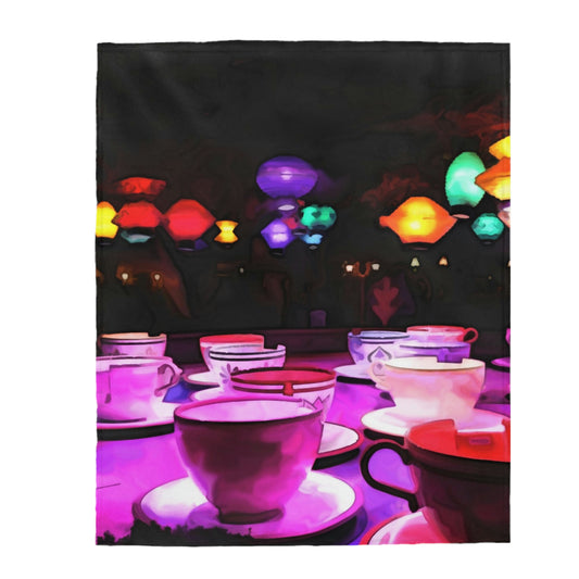 Velveteen Plush Blanket Disneyland ~ Mad Hatter tea party