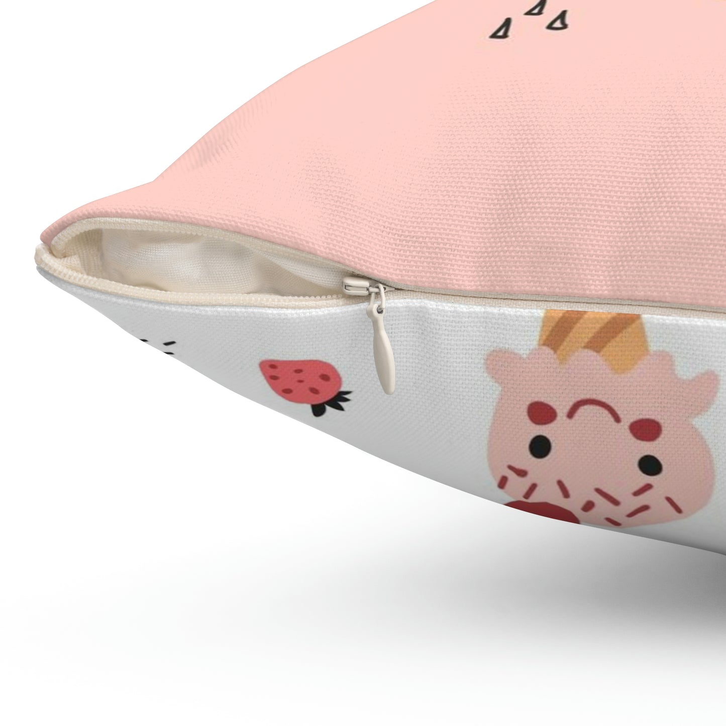 Spun Polyester Square Pillow Cute kids pattern with ice creams