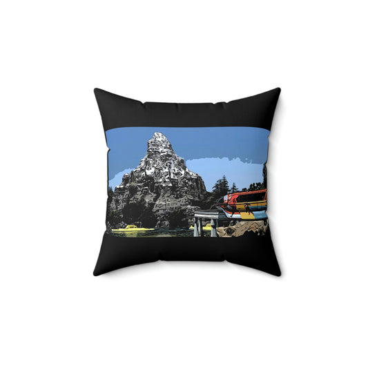 Spun Polyester Square Pillow Disneyland ~Matterhorn, Monorail, Nemo