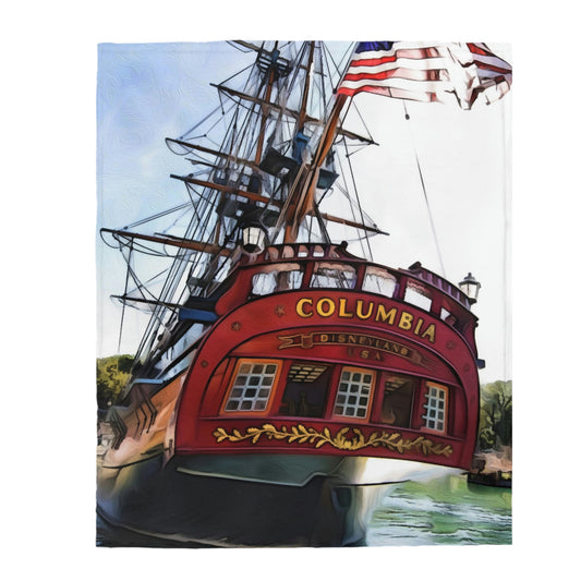 Velveteen Plush Blanket Disneyland ~ Columbia Sailboat