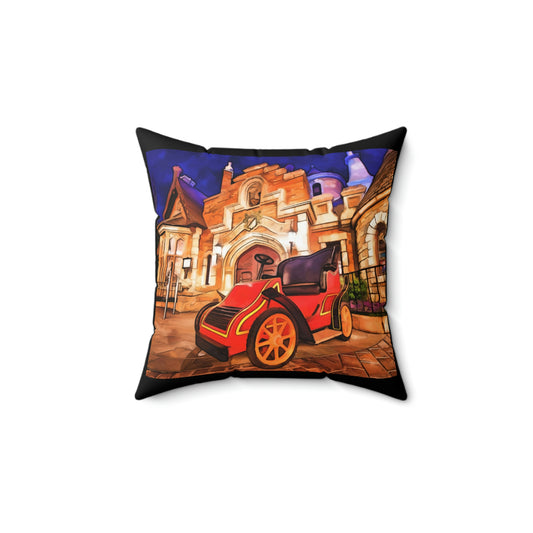 Spun Polyester Square Pillow Disneyland ~Mr. Toad Wild ~  Ride