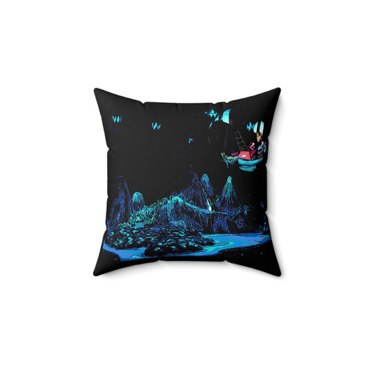 Spun Polyester Square Pillow Disneyland ~Peter Pan Flight~ Ride