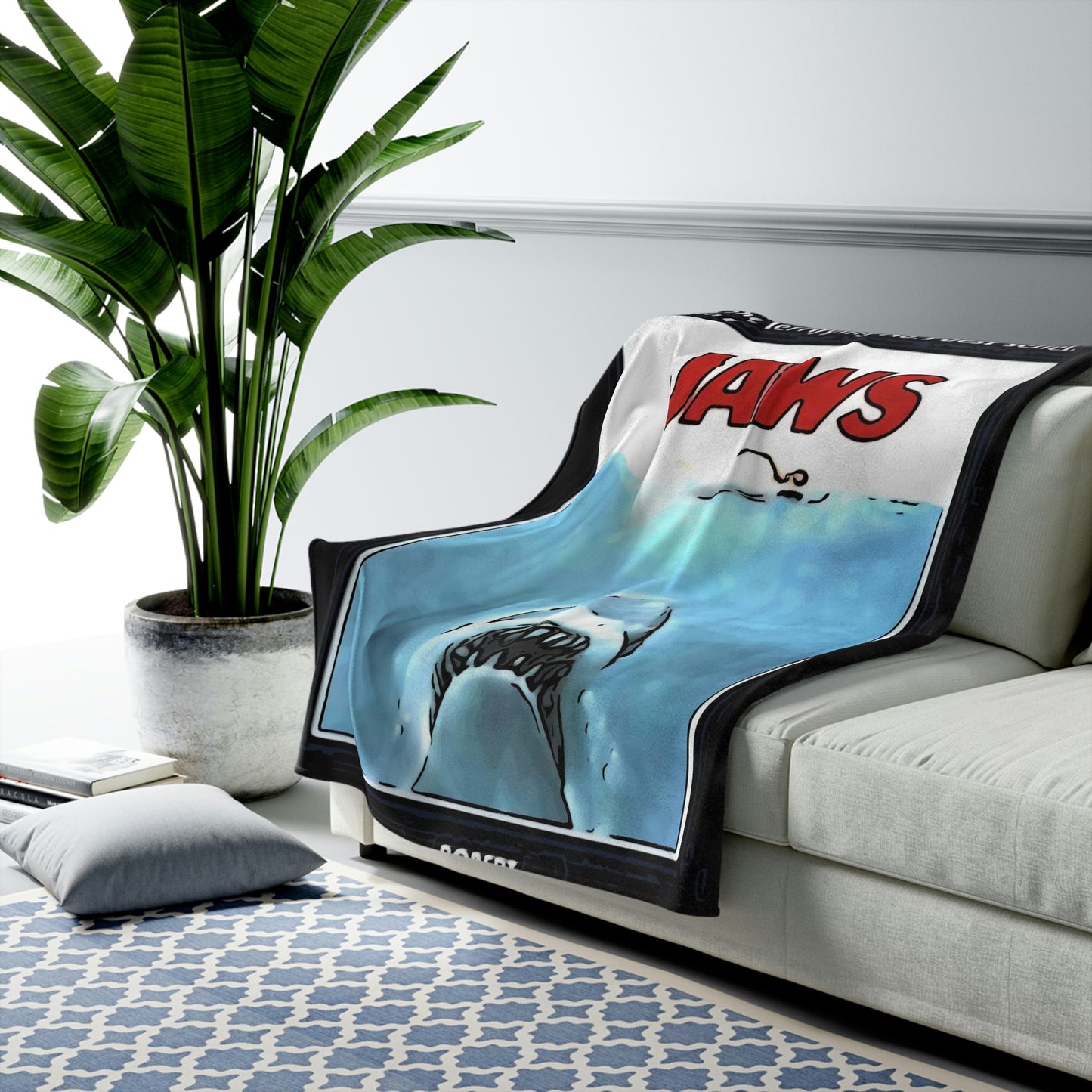 Velveteen Plush Blanket Jaws Movie Poster