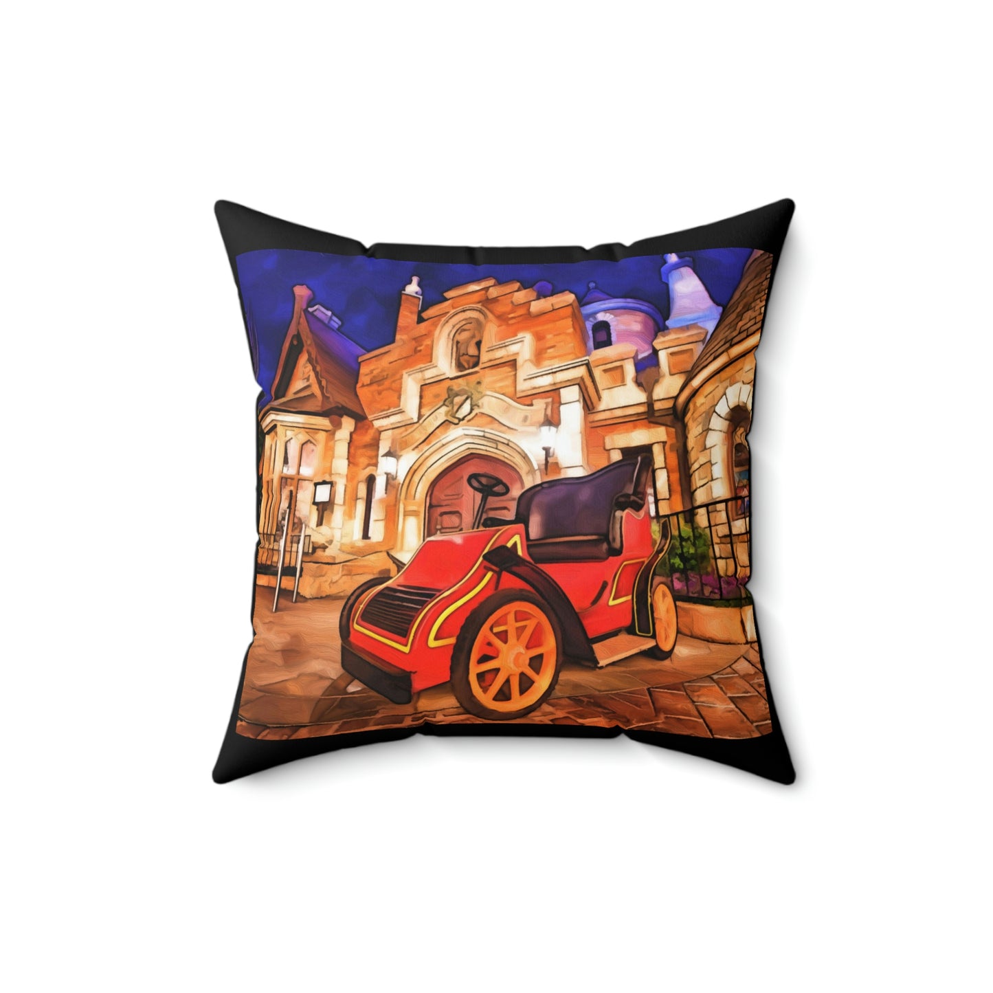 Spun Polyester Square Pillow Disneyland ~Mr. Toad Wild ~  Ride
