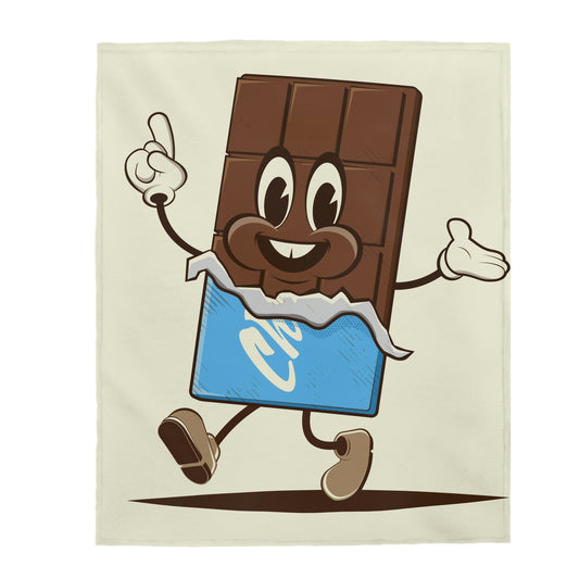 Velveteen Plush Blanket funny cartoon chocolate bar with blue paper wrapping