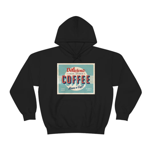 Unisex Heavy Blend™ Hooded Sweatshirt Vintage sign - Fresh Brewed Coffee