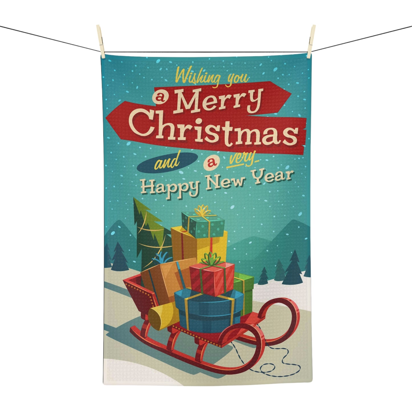 Soft Tea Towel ~ Wishing you a Merry Christmas and a very Happy New Year ~