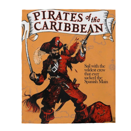 Velveteen Plush Blanket Disneyland ~ Pirate of the Caribbean Vintage Poster